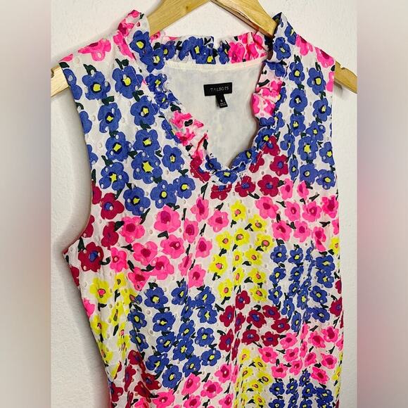New Talbots Cotton Bright Floral Eyelet Crochet Sleeveless Dress Size 8 - Picture 3 of 10